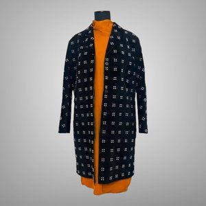 New Gorgeous Hermes Rare Metal Studded Black Calfskin Suede Coat EU 38
